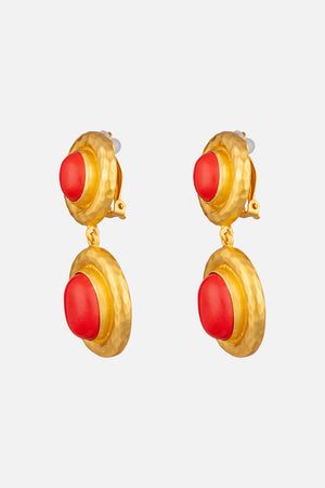 Red Coral Drop Earrings - Intini Jewels